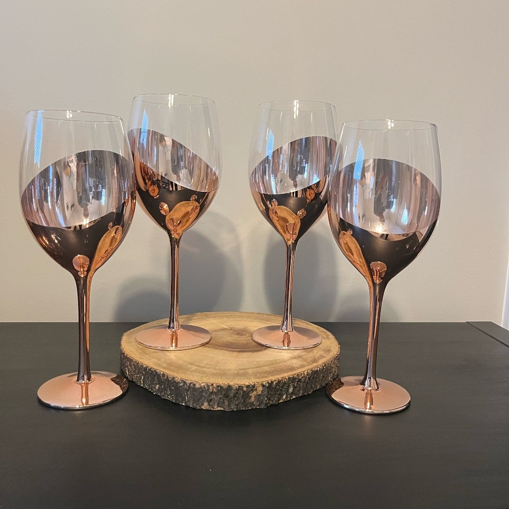 Rose Gold Large Wine Glass Set